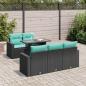 Preview: ARDEBO.de - 6-tlg. Garten-Sofagarnitur mit Kissen Schwarz Poly Rattan
