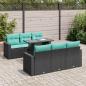 Preview: ARDEBO.de - 7-tlg. Garten-Sofagarnitur mit Kissen Schwarz Poly Rattan