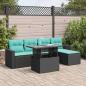 Preview: ARDEBO.de - 6-tlg. Garten-Sofagarnitur mit Kissen Schwarz Poly Rattan