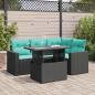 Preview: ARDEBO.de - 5tlg. Garten-Sofagarnitur mit Kissen Schwarz Poly Rattan Akazie