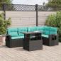 Preview: ARDEBO.de - 6-tlg. Garten-Sofagarnitur mit Kissen Schwarz Poly Rattan