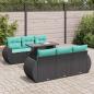 Preview: ARDEBO.de - 7-tlg. Garten-Sofagarnitur mit Kissen Schwarz Poly Rattan