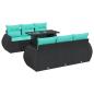 Preview: 7-tlg. Garten-Sofagarnitur mit Kissen Schwarz Poly Rattan