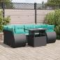 Preview: ARDEBO.de - 7-tlg. Garten-Sofagarnitur mit Kissen Schwarz Poly Rattan