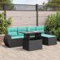 Preview: ARDEBO.de - 6-tlg. Garten-Sofagarnitur mit Kissen Schwarz Poly Rattan