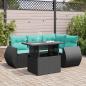Preview: ARDEBO.de - 5tlg. Garten-Sofagarnitur mit Kissen Schwarz Poly Rattan Akazie