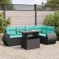 Preview: ARDEBO.de - 6-tlg. Garten-Sofagarnitur mit Kissen Schwarz Poly Rattan