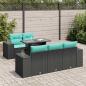 Preview: ARDEBO.de - 6-tlg. Garten-Sofagarnitur mit Kissen Schwarz Poly Rattan