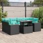 Preview: ARDEBO.de - 7-tlg. Garten-Sofagarnitur mit Kissen Schwarz Poly Rattan