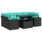 Preview: 7-tlg. Garten-Sofagarnitur mit Kissen Schwarz Poly Rattan