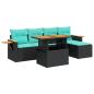 Preview: 6-tlg. Garten-Sofagarnitur mit Kissen Schwarz Poly Rattan