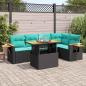 Preview: ARDEBO.de - 6-tlg. Garten-Sofagarnitur mit Kissen Schwarz Poly Rattan
