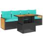 Preview: 5tlg. Garten-Sofagarnitur mit Kissen Schwarz Poly Rattan Akazie
