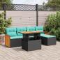 Preview: ARDEBO.de - 6-tlg. Garten-Sofagarnitur mit Kissen Schwarz Poly Rattan