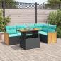Preview: ARDEBO.de - 6-tlg. Garten-Sofagarnitur mit Kissen Schwarz Poly Rattan