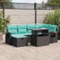 Preview: ARDEBO.de - 7-tlg. Garten-Sofagarnitur mit Kissen Grau Poly Rattan Akazie