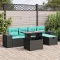 Preview: ARDEBO.de - 6-tlg. Garten-Sofagarnitur mit Kissen Grau Poly Rattan Akazie