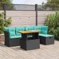 Preview: ARDEBO.de - 6-tlg. Garten-Sofagarnitur mit Kissen Schwarz Poly Rattan