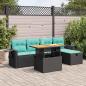 Preview: ARDEBO.de - 6-tlg. Garten-Sofagarnitur mit Kissen Schwarz Poly Rattan
