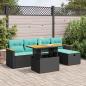 Preview: ARDEBO.de - 6-tlg. Garten-Sofagarnitur mit Kissen Schwarz Poly Rattan