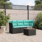Preview: ARDEBO.de - 4-tlg. Garten-Sofagarnitur mit Kissen Schwarz Poly Rattan