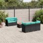 Preview: ARDEBO.de - 6-tlg. Garten-Sofagarnitur mit Kissen Schwarz Poly Rattan