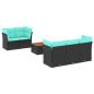 Preview: 6-tlg. Garten-Sofagarnitur mit Kissen Schwarz Poly Rattan