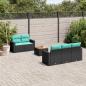 Preview: ARDEBO.de - 6-tlg. Garten-Sofagarnitur mit Kissen Schwarz Poly Rattan