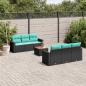 Preview: ARDEBO.de - 7-tlg. Garten-Sofagarnitur mit Kissen Schwarz Poly Rattan