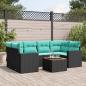 Preview: ARDEBO.de - 7-tlg. Garten-Sofagarnitur mit Kissen Schwarz Poly Rattan