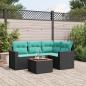 Preview: ARDEBO.de - 5-tlg. Garten-Sofagarnitur mit Kissen Schwarz Poly Rattan