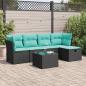 Preview: ARDEBO.de - 6-tlg. Garten-Sofagarnitur mit Kissen Schwarz Poly Rattan