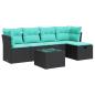 Preview: 6-tlg. Garten-Sofagarnitur mit Kissen Schwarz Poly Rattan