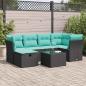 Preview: ARDEBO.de - 7-tlg. Garten-Sofagarnitur mit Kissen Schwarz Poly Rattan
