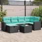 Preview: ARDEBO.de - 7-tlg. Garten-Sofagarnitur mit Kissen Schwarz Poly Rattan