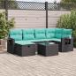 Preview: ARDEBO.de - 7-tlg. Garten-Sofagarnitur mit Kissen Schwarz Poly Rattan