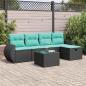 Preview: ARDEBO.de - 6-tlg. Garten-Sofagarnitur mit Kissen Schwarz Poly Rattan