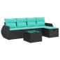 Preview: 6-tlg. Garten-Sofagarnitur mit Kissen Schwarz Poly Rattan