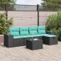 Preview: ARDEBO.de - 6-tlg. Garten-Sofagarnitur mit Kissen Schwarz Poly Rattan