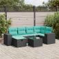 Preview: ARDEBO.de - 7-tlg. Garten-Sofagarnitur mit Kissen Schwarz Poly Rattan