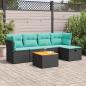 Preview: ARDEBO.de - 6-tlg. Garten-Sofagarnitur mit Kissen Schwarz Poly Rattan