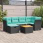Preview: ARDEBO.de - 7-tlg. Garten-Sofagarnitur mit Kissen Schwarz Poly Rattan