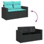 Preview: 6-tlg. Garten-Sofagarnitur mit Kissen Schwarz Poly Rattan