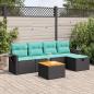 Preview: ARDEBO.de - 6-tlg. Garten-Sofagarnitur mit Kissen Schwarz Poly Rattan