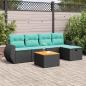 Preview: ARDEBO.de - 6-tlg. Garten-Sofagarnitur mit Kissen Schwarz Poly Rattan