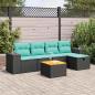 Preview: ARDEBO.de - 6-tlg. Garten-Sofagarnitur mit Kissen Schwarz Poly Rattan