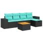 Preview: 6-tlg. Garten-Sofagarnitur mit Kissen Schwarz Poly Rattan