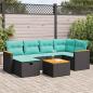 Preview: ARDEBO.de - 7-tlg. Garten-Sofagarnitur mit Kissen Schwarz Poly Rattan