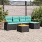 Preview: ARDEBO.de - 6-tlg. Garten-Sofagarnitur mit Kissen Schwarz Poly Rattan