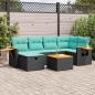 Preview: ARDEBO.de - 7-tlg. Garten-Sofagarnitur mit Kissen Schwarz Poly Rattan